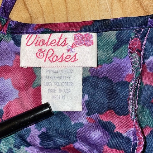 Violets & Roses vintage floral slip size M - Picture 3 of 9